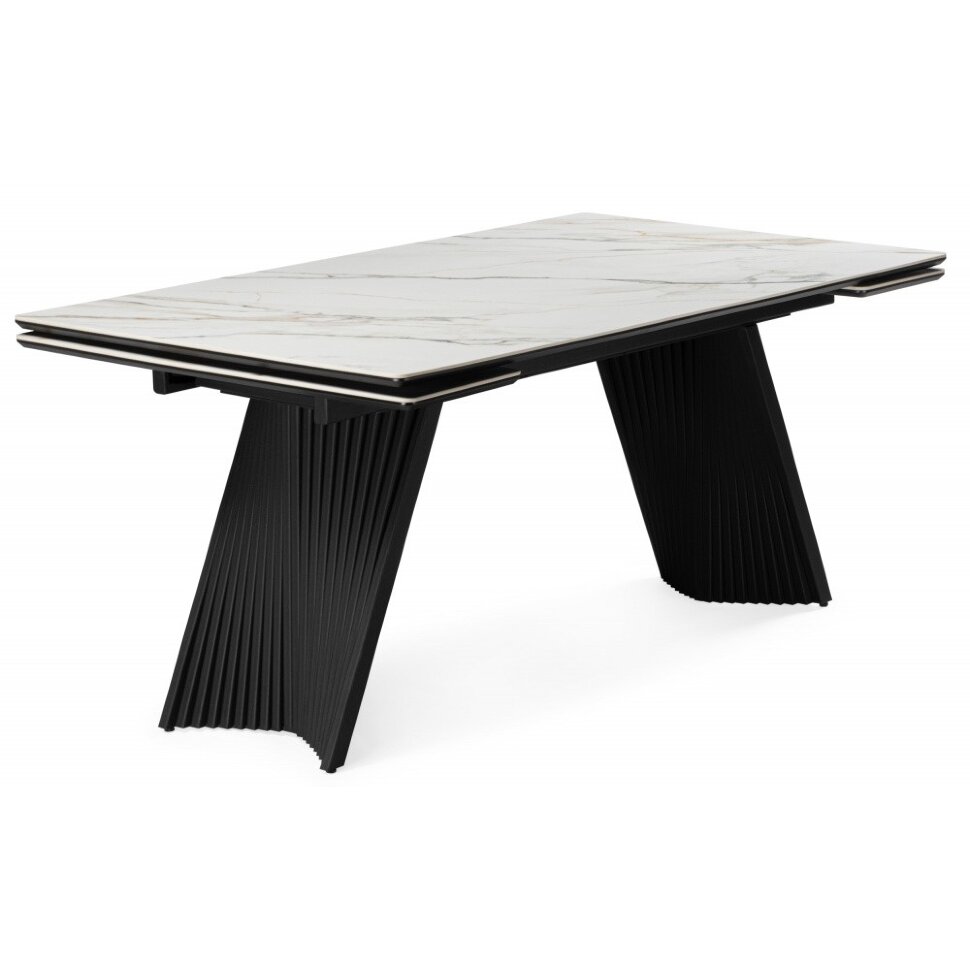 Керамический стол Вейв 160(220)х89 белый с прожилками gilt white / черный Керамический стол Вейв 160(220)х89 белый с прожилками gilt white / черный