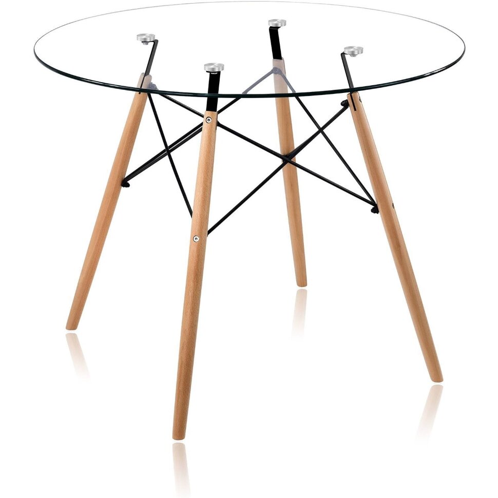 Стол обеденный Stool Group DSW 90, прозрачный столешница стекло ножки из массива дерева Стол обеденный Stool Group DSW 90, прозрачный столешница стекло ножки из массива дерева
