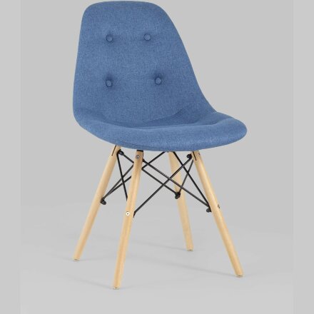 Стул Stool Group DSW SOFT синий обивка рогожка ножки массив бука металлический каркас 