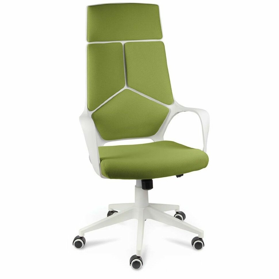 Кресло офисное / IQ / (White plastic green) белый пластик / зеленая ткань 