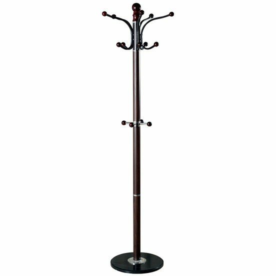 Вешалка-стойка BRABIX "CR-274", металл/мрамор, 1,8 м, на диске диаметром 36 см, 5 крючков + 4 дополнительных, венге, 601744 Венге