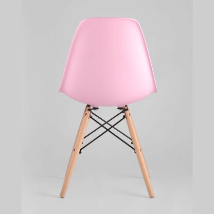 Стул Eames SIMPLE DSW розовый, литой полипропилен, стальной каркас, натуральный массив бука 