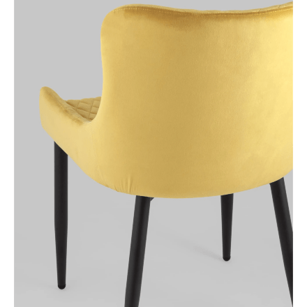 Стул мягкий Stool Group Ститч ткань велюр оранжевый прострочка и черные металлические ножки 